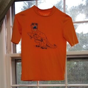 Orange Swim Dinosaur Graphic Kids T-Shirt